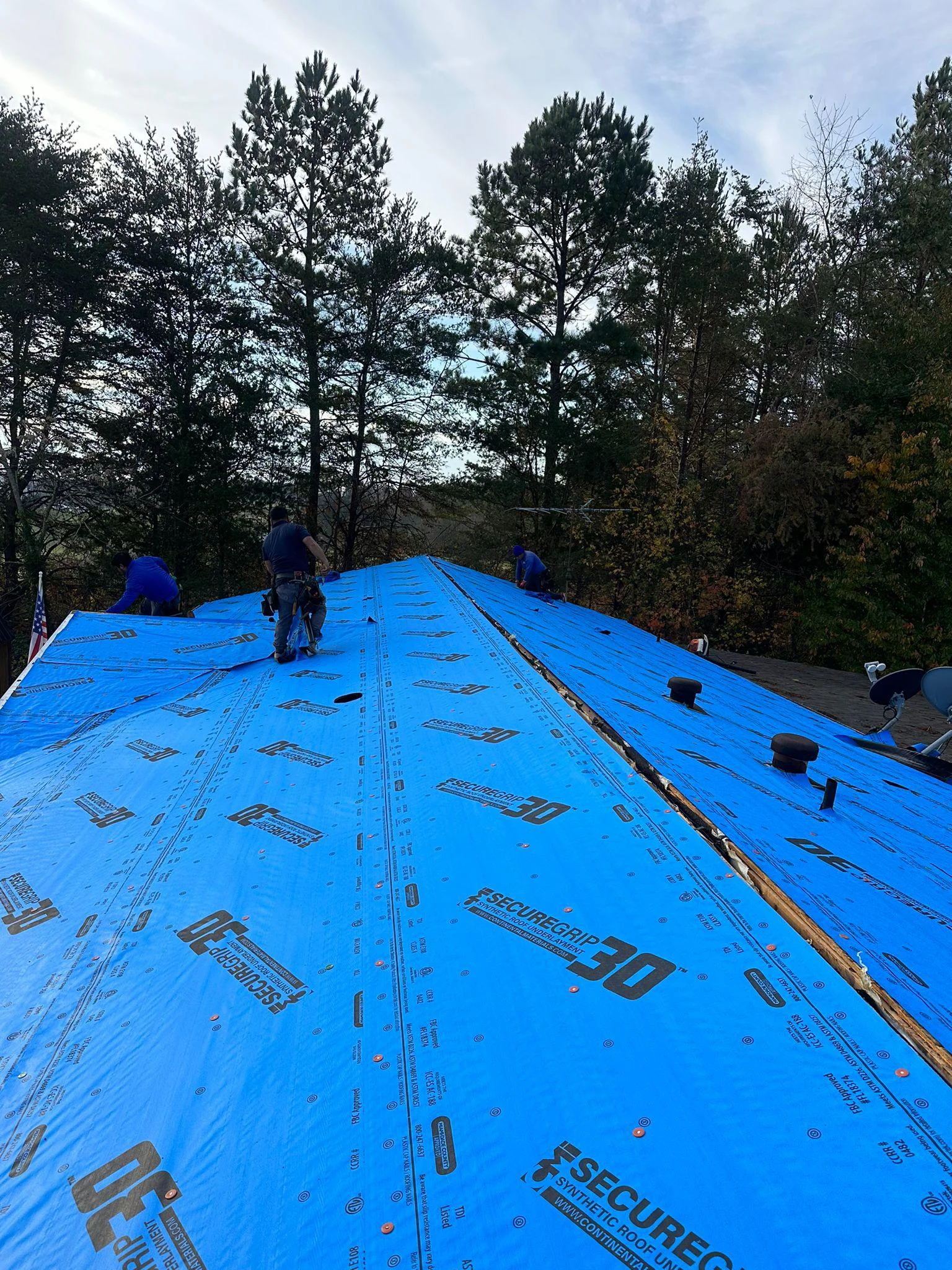 Gutter installation on exterior